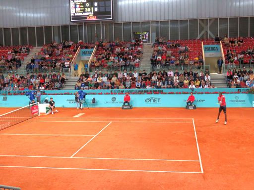 Mutua Madrid Open 2018, Madrid, Spanien, Stadion 3 Spiel Gael Monfils gegen Nikoloz Basilashvili