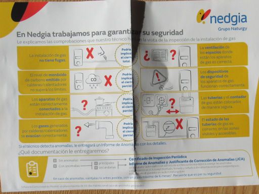 nedgia, Gas Installation- Abgasüberprüfung, Madrid, Spanien, Informationen zur Sicherheit Gasanlagen