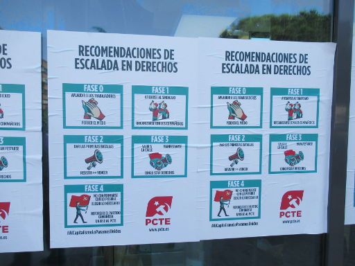 Partido Comunista de los Trabajadores de España, Madrid, Spanien, Plakat an der LIDL Filiale in der Avenida de la Institución Libre de Enseñanza 23, 28037 Madrid am 3.06.2020