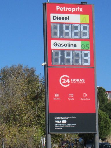 Petroprix, Tankstelle, Madrid, Spanien, Petroprix Tankstelle Preise Diesel und Super 95 Oktan im November 2023