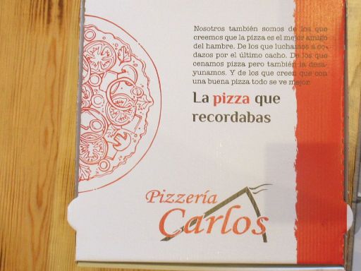 Pizzerías Carlos, Madrid, Spanien, Verpackung kleine Pizza