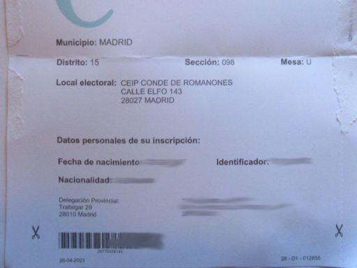 Regional–und Kommunalwahlen, Mai 2023, Madrid, Spanien, Wahlbenachrichtigung