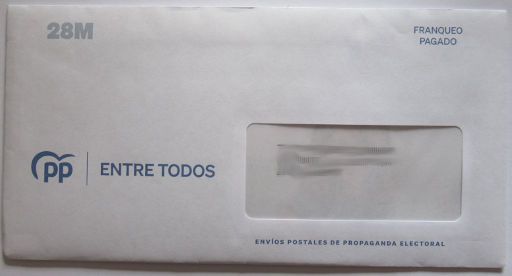 Regional–und Kommunalwahlen, Mai 2023, Madrid, Spanien, Briefpost Werbung PP