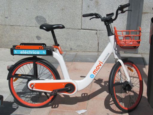 RideMovi, eBike Sharing, Madrid, Spanien, RideMovi Fahrrad mit elektrischer Unterstützung in Madrid im April 2021