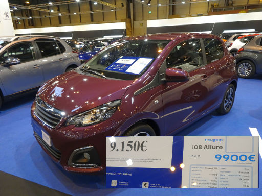 XXIII Salón del Vehículo de Ocasión y Semínuevo 2019, Madrid, Halle 3 mit Peugeot 108