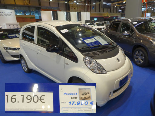 XXIII Salón del Vehículo de Ocasión y Semínuevo 2019, Madrid, Elektrofahrzeug Peugeot Ion