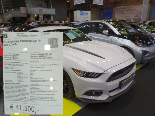 XXIII Salón del Vehículo de Ocasión y Semínuevo 2019, Madrid, Spanien, Halle 6 Car One Ford Mustang Tageszulassung