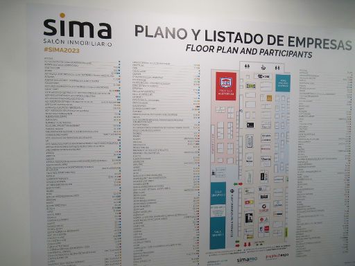 sima, Salón Inmobiliario 2023, Madrid, Spanien, Ausstellerverzeichnis und Hallenübersicht