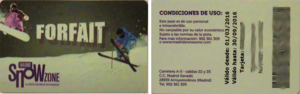 Madrid SnowZone, Madrid, Spanien, Forfait Skipass 2016