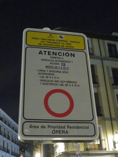 Strafzettel Bußgeldbescheid, Madrid, Spanien, Einfahrt Restriktionen Calle de Esparteros in 28012 Madrid