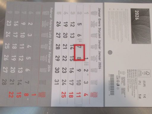 TEDi®, Madrid, Spanien, 3 Monats Wandkalender 2026 mit Datumschieber für 1,– Euro im November 2025