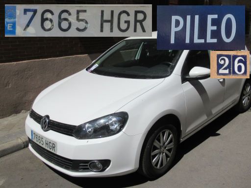 Veh&iacute;culos abandonados, verlassene Fahrzeuge, Madrid, Spanien, Volkswagen Golf TDI, Kennzeichen 7665 HGR, Erstzulassung Oktober 2011, Calle Pileo 26, 28027 Madrid im April 2026