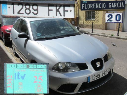Vehículos abandonados, verlassene Fahrzeuge, Madrid, Spanien, Seat Ibiza, Kennzeichen 1289 FKF, Erstzulassung Januar 2007, Calle Florencio Garcia 20, 28027 Madrid im April 2026