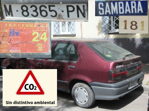 Vehículos abandonados, verlassene Fahrzeuge, Madrid, Spanien, Renault 19, Kennzeichen M 8365 PN, Erstzulassung März 1994, Calle Sambara 181, 28027 Madrid im April 2026