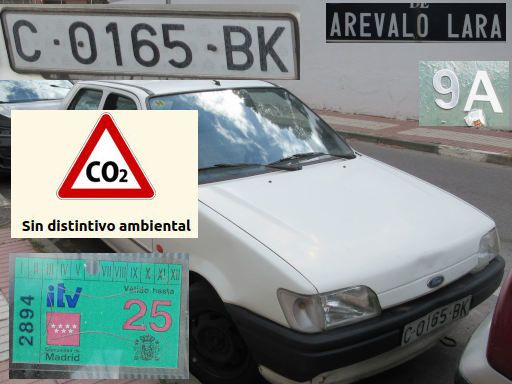 Vehículos abandonados, verlassene Fahrzeuge, Madrid, Spanien, Ford Fiesta, Kennzeichen C 0165 BK, Erstzulassung Oktober 1994, Calle Arevalo Lara 9 A, 28027 Madrid im April 2026