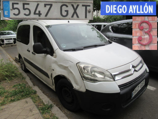 Veh&iacute;culos abandonados, verlassene Fahrzeuge, Madrid, Spanien, Citro&euml;n Lieferwagen, Kennzeichen 5547 GXT, Erstzulassung Juli 2010, Calle Diego Ayllon 3, 28027 Madrid im April 2026