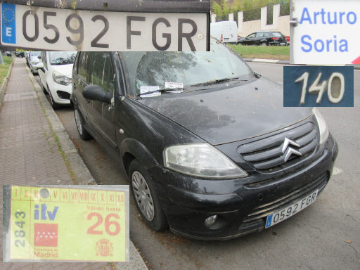 Veh&iacute;culos abandonados, verlassene Fahrzeuge, Madrid, Spanien, Citro&euml;n C3, Kennzeichen 0592 FGR, Erstzulassung Oktober 2006, Calle Arturo Soria 140, 28027 Madrid im April 2026