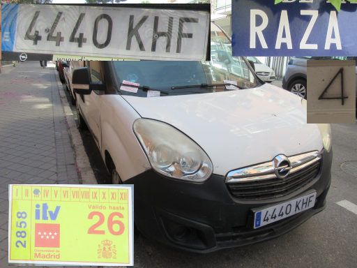 Veh&iacute;culos abandonados, verlassene Fahrzeuge, Madrid, Spanien, Opel Combo ecoFLEX, Kennzeichen 4440 KHF, Erstzulassung Januar 2018, Calle Raza 4, 28022 Madrid im April 2026