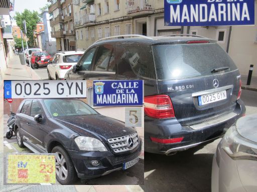 Vehículos abandonados, verlassene Fahrzeuge, Madrid, Spanien, Mercedes-Benz ML 350 CDI 4 Matic, Kennzeichen 0025 GYN, Erstzulassung September 2010, Calle Mandarina 5, 28027 Madrid im April 2026