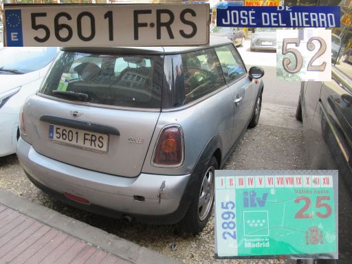 Vehículos abandonados, verlassene Fahrzeuge, Madrid, Spanien, Mini One, Kennzeichen 5601 FRS, Erstzulassung Juni 2007, Calle Jose del Hierro 52, 28027 Madrid im April 2026