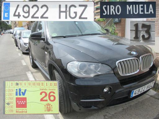 Vehículos abandonados, verlassene Fahrzeuge, Madrid, Spanien, BMW X5, Kennzeichen 4922 HGZ, Erstzulassung November 2011, Calle Siro Muela 13, 28027 Madrid im April 2026