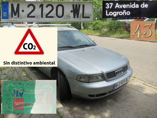 Vehículos abandonados, verlassene Fahrzeuge, Madrid, Spanien, Audi A4, Kennzeichen M 2120 WL, Erstzulassung September 1998, Avenida de Logroño 43, 28042 Madrid im April 2026