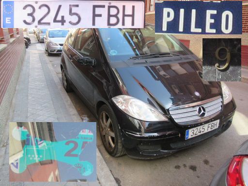Vehículos abandonados, verlassene Fahrzeuge, Madrid, Spanien, Mercedes-Benz A 150, Kennzeichen 3245 FBH, Erstzulassung Juni 2006, Calle Pileo 9, 28027 Madrid im April 2026