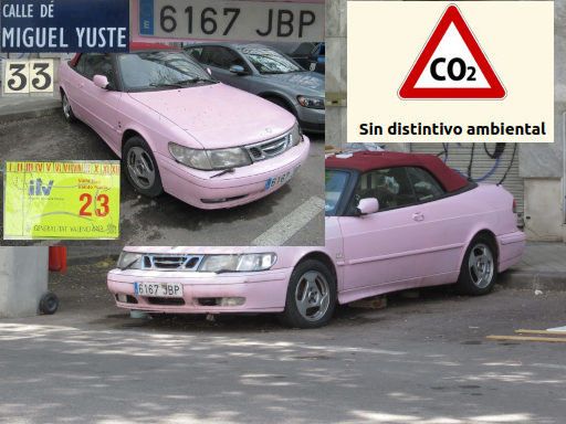 Vehículos abandonados, verlassene Fahrzeuge, Madrid, Spanien, Saab 93 Cabriolet, Kennzeichen 6167 JBP, Erstzulassung Februar 2015, Calle Miguel Yuste 33, 28037 Madrid im April 2026