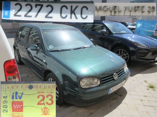 Vehículos abandonados, verlassene Fahrzeuge, Madrid, Spanien, Volkswagen Golf 1.6, Kennzeichen 2272 CKC, Erstzulassung Juli 2003, Calle Miguel Yuste 29, 28037 Madrid im April 2026