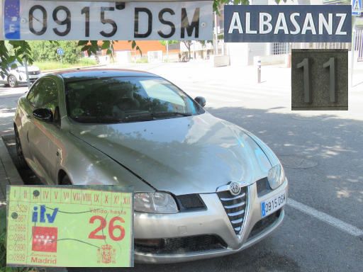 Vehículos abandonados, verlassene Fahrzeuge, Madrid, Spanien, Alfa Romeo GT, Kennzeichen 0915 DSM, Erstzulassung Januar 2005, Calle Albasanz 11, 28037 Madrid im April 2026