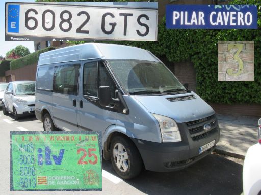 Vehículos abandonados, verlassene Fahrzeuge, Madrid, Spanien, Ford Transit, Kennzeichen 6082 GTS, Erstzulassung März 2010, Calle Pilar Cavero 3, 28027 Madrid im April 2026