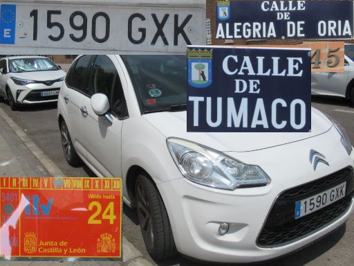 Vehículos abandonados, verlassene Fahrzeuge, Madrid, Spanien, Citroën C3, Kennzeichen 1590 GXK, Erstzulassung Juni 2010, Calle Alegria de Oria 45 / Calle Tumaco, 28027 Madrid im August 2025