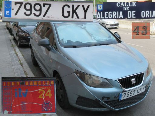 Vehículos abandonados, verlassene Fahrzeuge, Madrid, Spanien, Seat Ibiza, Kennzeichen 7997 GKY, Erstzulassung September 2009, Calle Alegria de Oria 43, 28027 Madrid im August 2025