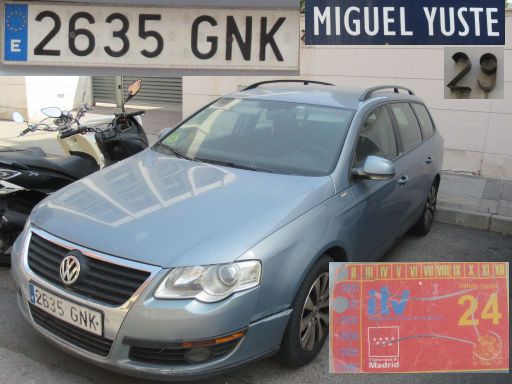Vehículos abandonados, verlassene Fahrzeuge, Madrid, Spanien, Volkswagen Passat, Kennzeichen 2635 GNK, Erstzulassung Juli 2009, Calle Miguel Yuste 29, 28037 Madrid im August 2025