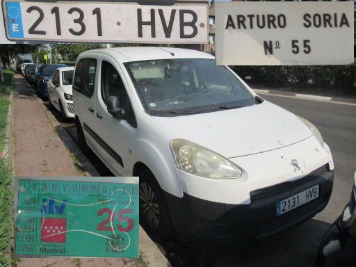 Vehículos abandonados, verlassene Fahrzeuge, Madrid, Spanien, Peugeot Partner Tepee, Kennzeichen 2131 HVB, Erstzulassung Dezember 2013, Calle Arturo Soria 55, 28027 Madrid im August 2025
