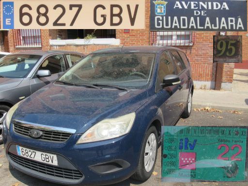 Vehículos abandonados, verlassene Fahrzeuge, Madrid, Spanien, Ford Focus TDCi, Kennzeichen 6827 GBV, Erstzulassung März 2008, Avenida de Guadalajara 95, 28037 Madrid im August 2025