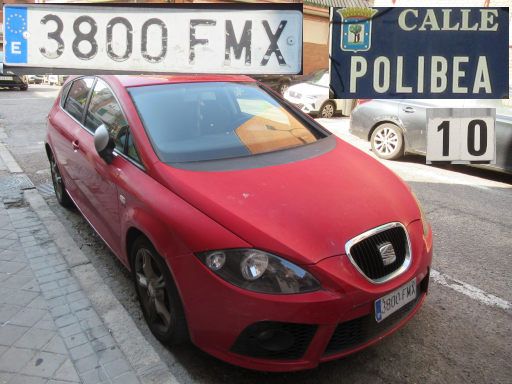 Vehículos abandonados, verlassene Fahrzeuge, Madrid, Spanien, Seat Leon, Kennzeichen 3800 FMX, Erstzulassung März 2007, Calle Polibea 10, 28027 Madrid im August 2025