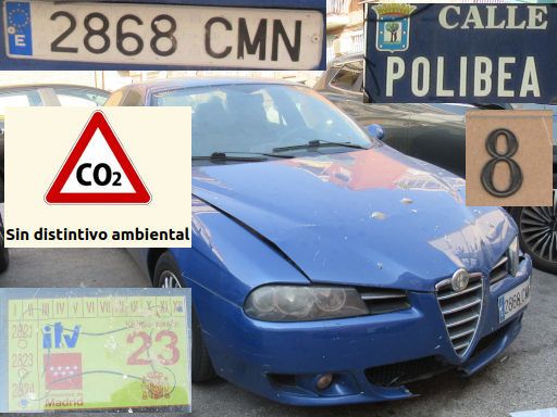 Vehículos abandonados, verlassene Fahrzeuge, Madrid, Spanien, Alfa Romeo 156 JTD 16 V, Kennzeichen 2868 CMN, Erstzulassung Oktober 2003, Calle Polibea 8, 28027 Madrid im August 2025