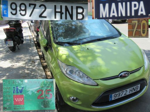 Vehículos abandonados, verlassene Fahrzeuge, Madrid, Spanien, Ford Fiesta, Kennzeichen 9972 HNB, Erstzulassung Dezember 2012, Calle Manipa 70, 28027 Madrid im August 2025