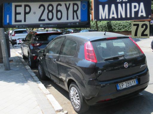 Vehículos abandonados, verlassene Fahrzeuge, Madrid, Spanien, Fiat Punto, Kennzeichen Italien EP 286 YR, Erstzulassung nicht bekannt, Calle Manipa 72, 28027 Madrid im August 2025
