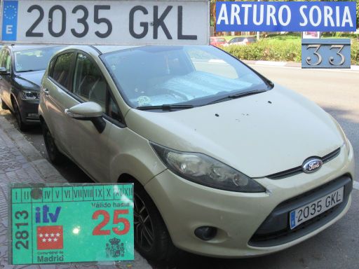 Vehículos abandonados, verlassene Fahrzeuge, Madrid, Spanien, Ford Fiesta TDCi, Kennzeichen 2035 GKL, Erstzulassung Januar 2009, Calle Arturo Soria 33, 28027 Madrid im August 2025