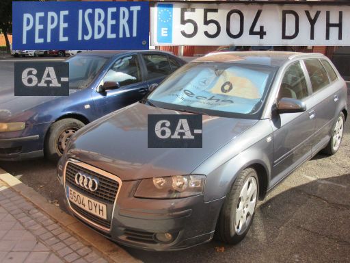 Vehículos abandonados, verlassene Fahrzeuge, Madrid, Spanien, Audi A3 2.0 TDI, Kennzeichen 5504 DYH, Erstzulassung Januar 2005, Calle Pepe Isbert 6 A, 28017 Madrid im August 2025