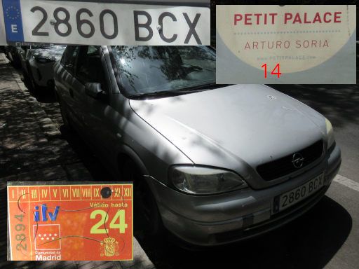 Vehículos abandonados, verlassene Fahrzeuge, Madrid, Spanien, Opel Astra 1.6 16V, Kennzeichen 2860 BCX, Erstzulassung November 2000, Calle Arturo Soria 14, 28027 Madrid im August 2025