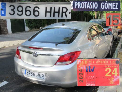 Vehículos abandonados, verlassene Fahrzeuge, Madrid, Spanien, Opel, Kennzeichen 3966 HHR, Erstzulassung Dezember 2011, Calle Protasio Gomez 15, 28027 Madrid im August 2025
