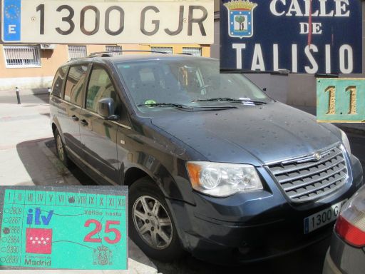 Vehículos abandonados, verlassene Fahrzeuge, Madrid, Spanien, Chrysler Grand Voyager CRD, Kennzeichen 1300 GJR, Erstzulassung November 2008, Calle Talisio 11, 28027 Madrid im August 2025