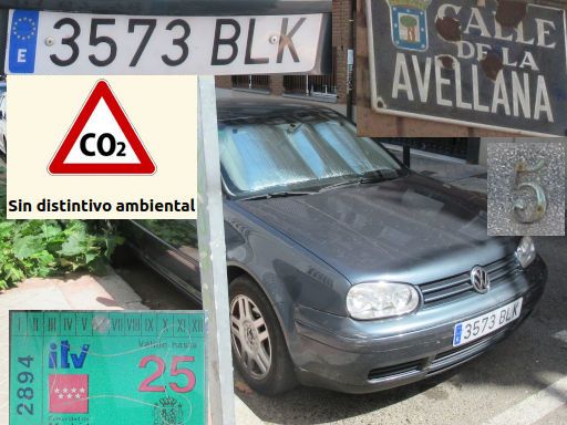 Vehículos abandonados, verlassene Fahrzeuge, Madrid, Spanien, Volkswagen Golf TDI, Kennzeichen 3573 BLK, Erstzulassung Juli 2007, Calle Avellana 5, 28027 Madrid im August 2025