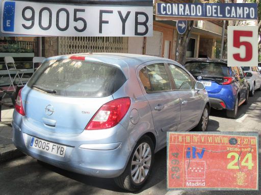 Vehículos abandonados, verlassene Fahrzeuge, Madrid, Spanien, Opel Corsa CDTI, Kennzeichen 9005 FYB, Erstzulassung Dezember 2007, Calle Conrado del Campo 5, 28027 Madrid im August 2025