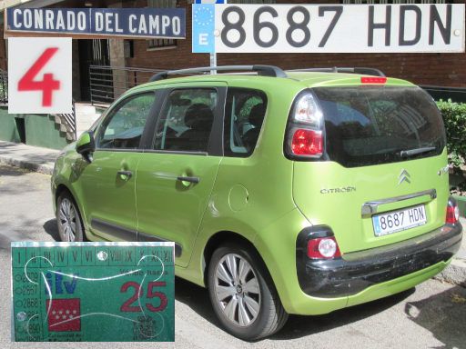 Vehículos abandonados, verlassene Fahrzeuge, Madrid, Spanien, Citroën C3 Picasso, Kennzeichen 8687 HDN, Erstzulassung Mai 2011, Calle Conrado del Campo 4, 28027 Madrid im August 2025