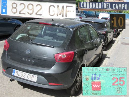 Vehículos abandonados, verlassene Fahrzeuge, Madrid, Spanien, Seat Ibiza, Kennzeichen 8292 GMF, Erstzulassung Mai 2009, Calle Conrado del Campo 10, 28027 Madrid im August 2025