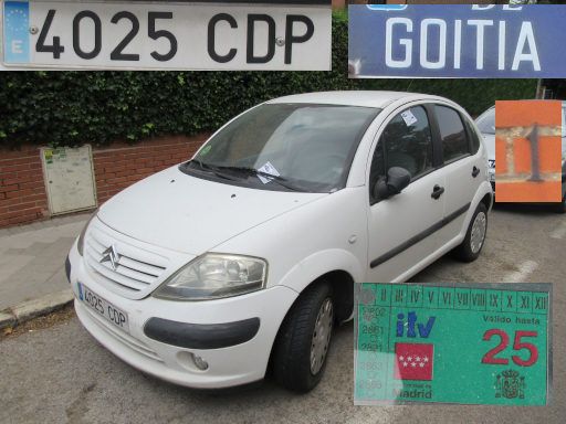 Vehículos abandonados, verlassene Fahrzeuge, Madrid, Spanien, Citroën C3, Kennzeichen 4025 CDP, Erstzulassung Januar 2003, Calle Goitia 1, 28027 Madrid im August 2025